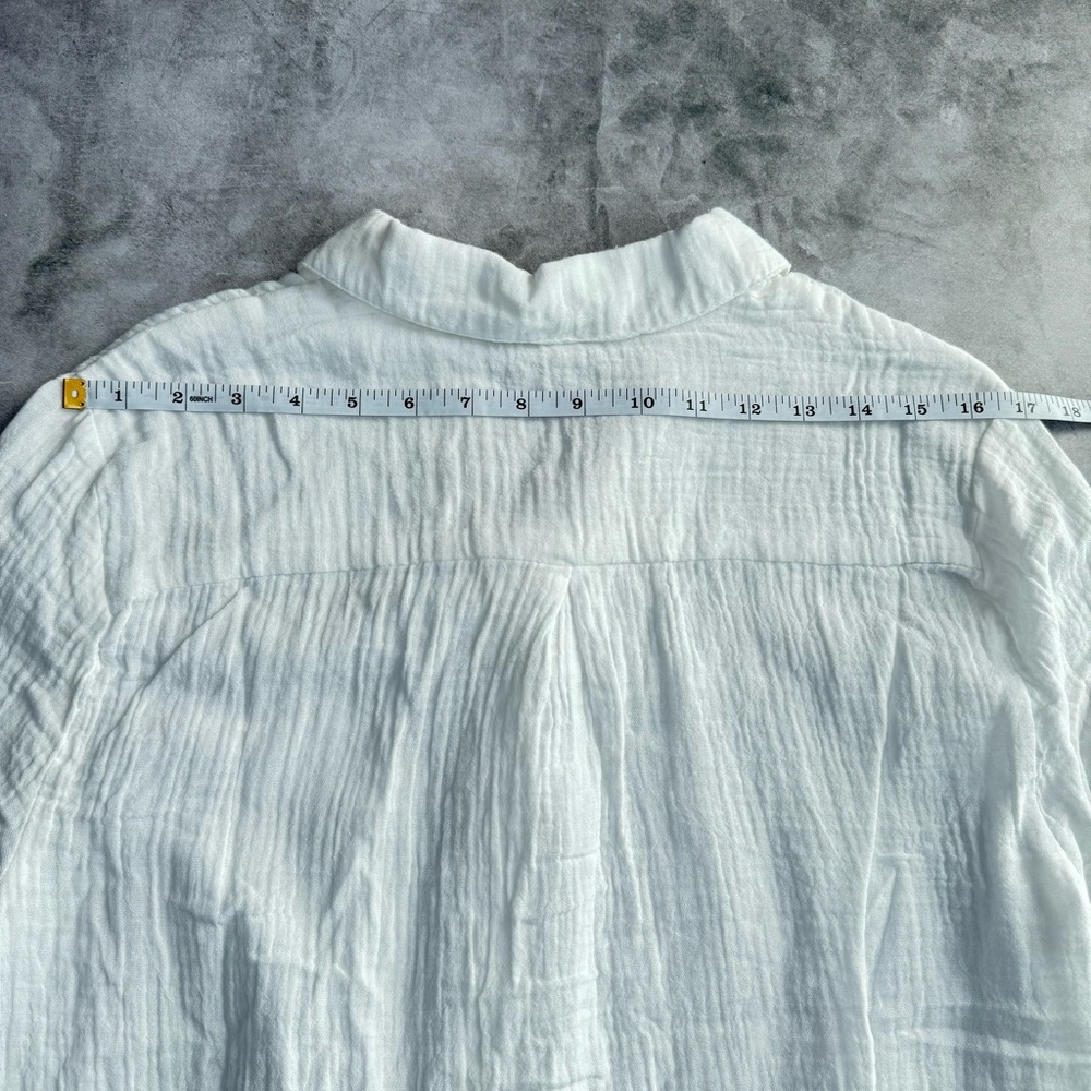 Beachlunchlounge Nox Crinkle Gauze Tie Front Button‎ Up Shirt White XS Casual - Picture 8 of 14